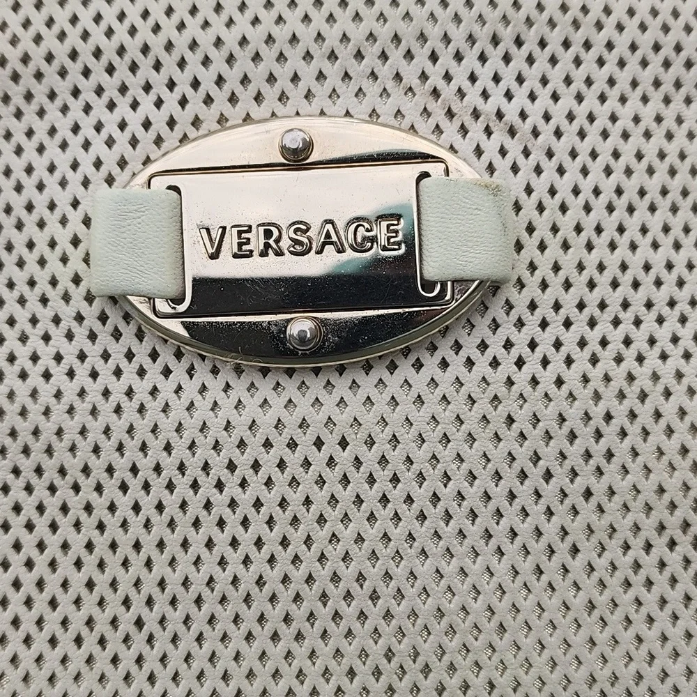 Versace Perforated Beige and Gold Leather Dome Shaped Satchel
